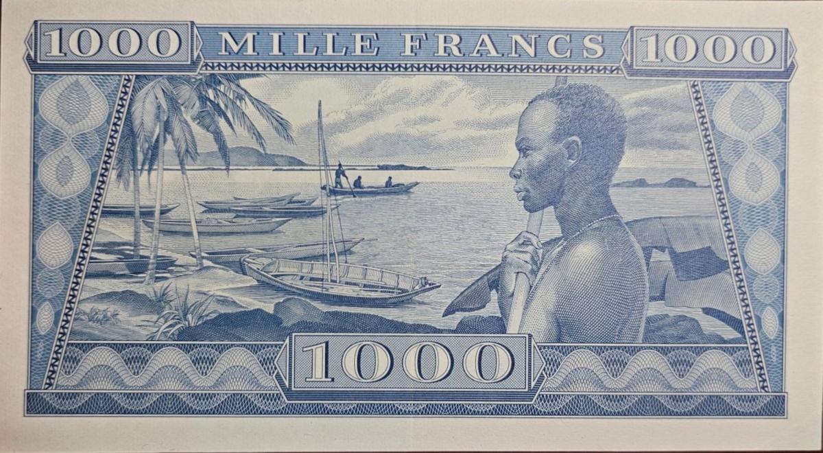 Back of Guinea p9a: 1000 Francs from 1958