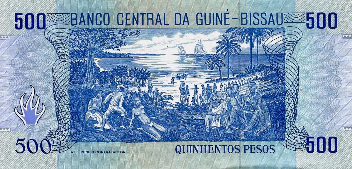 Back of Guinea-Bissau p12: 500 Pesos from 1990