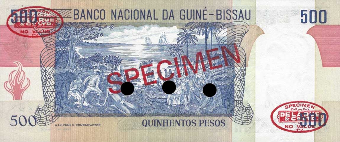 Back of Guinea-Bissau p7s: 500 Pesos from 1983