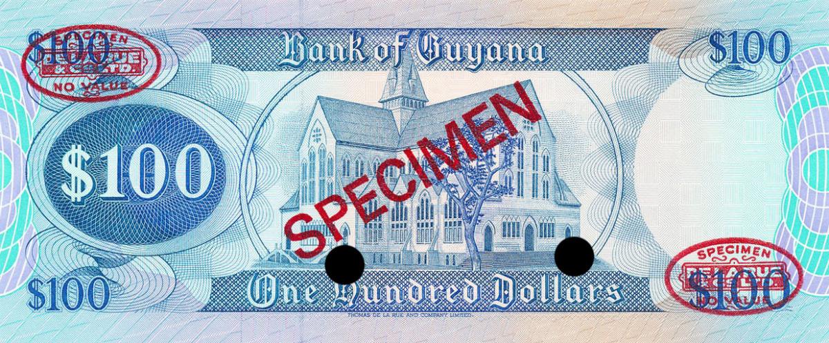 Back of Guyana p28s: 100 Dollars from 1989
