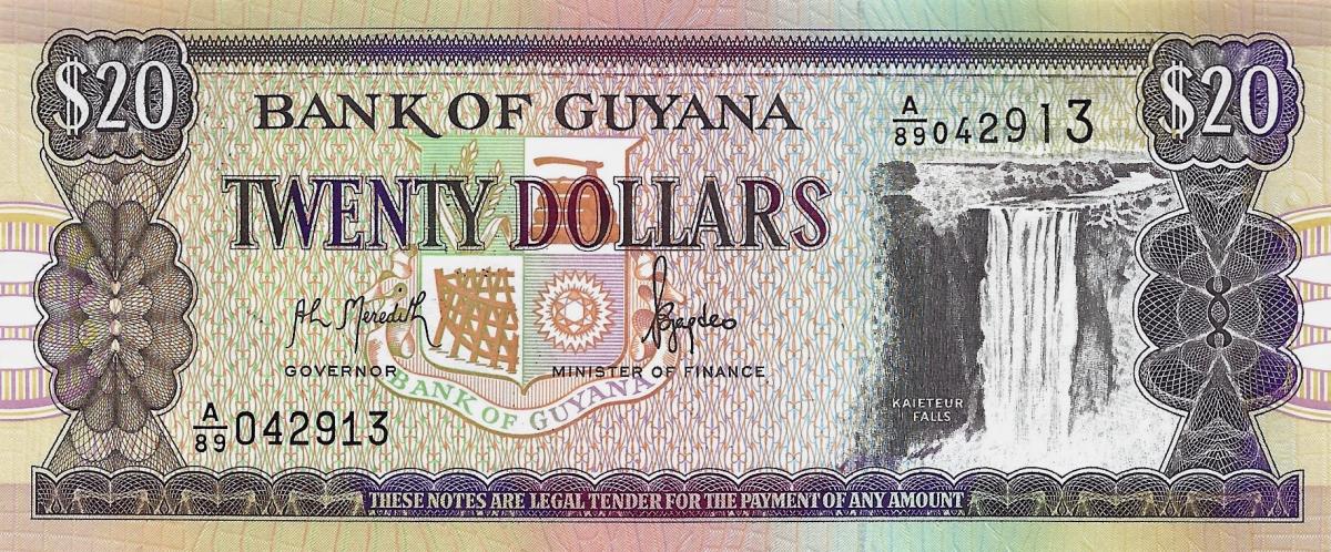 Front of Guyana p30a: 20 Dollars from 1996
