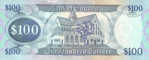 Back of Guyana p31: 100 Dollars from 1999