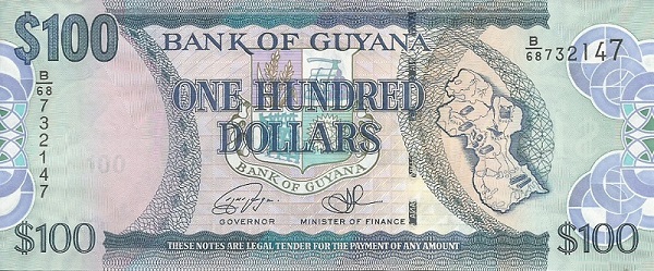 Front of Guyana p36c: 100 Dollars from 2006