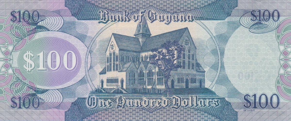 Back of Guyana p36e: 100 Dollars from 2022