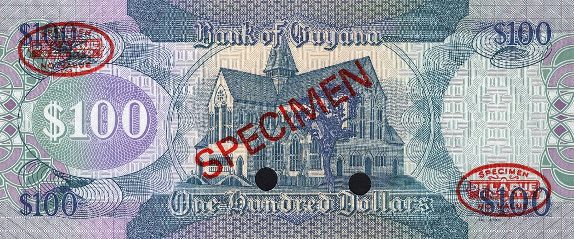 Back of Guyana p36s: 100 Dollars from 2006