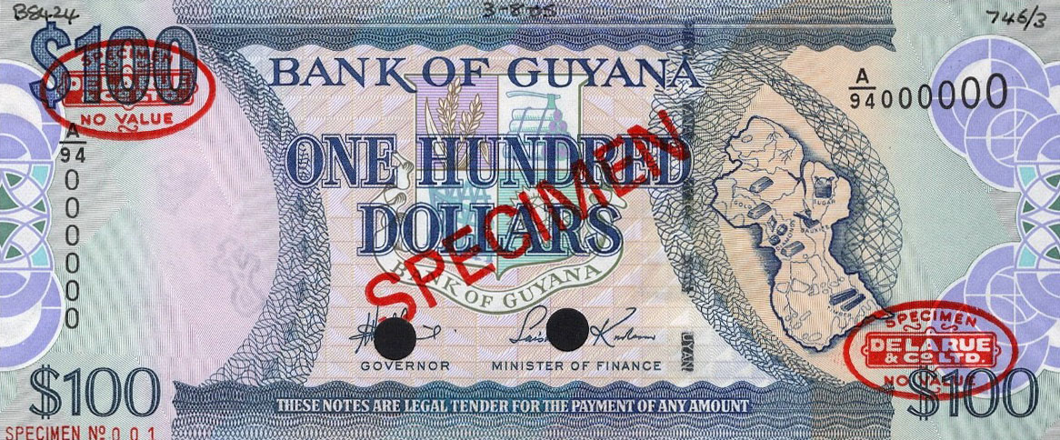 Front of Guyana p36s: 100 Dollars from 2006