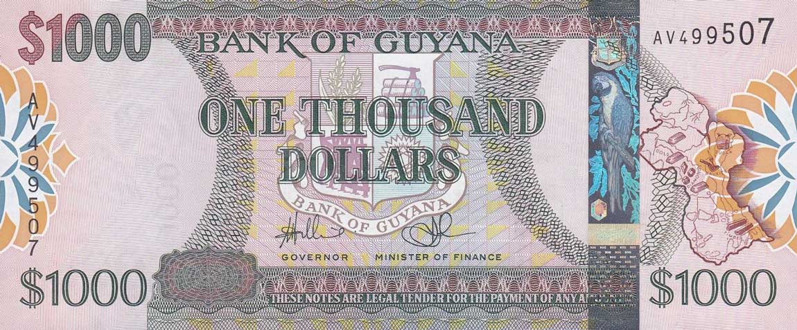 Front of Guyana p38a: 1000 Dollars from 2011