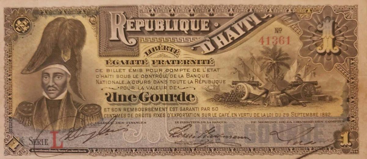 Front of Haiti p101a: 1 Gourde from 1892
