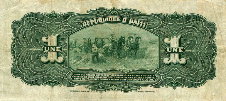 Back of Haiti p137: 1 Gourde from 1916