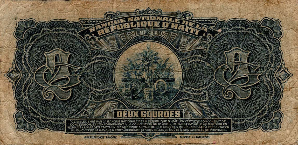 Back of Haiti p168a: 2 Gourdes from 1919