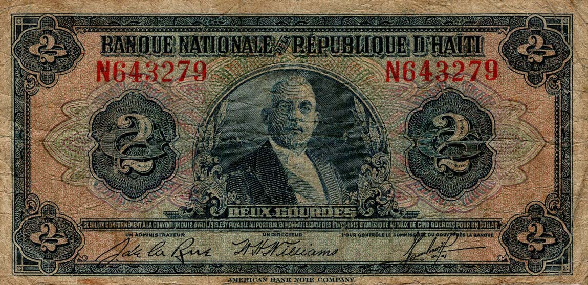 Front of Haiti p168a: 2 Gourdes from 1919