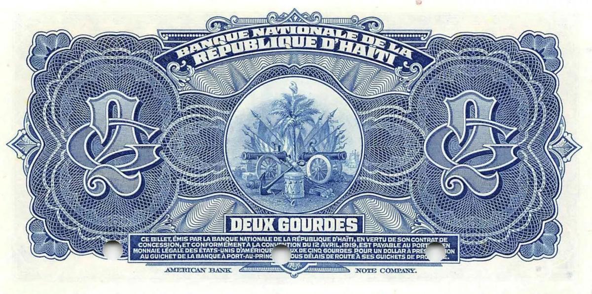 Back of Haiti p179s: 2 Gourdes from 1951