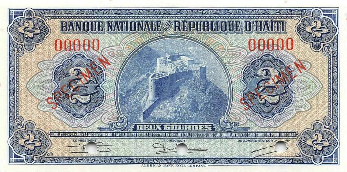 Front of Haiti p179s: 2 Gourdes from 1951