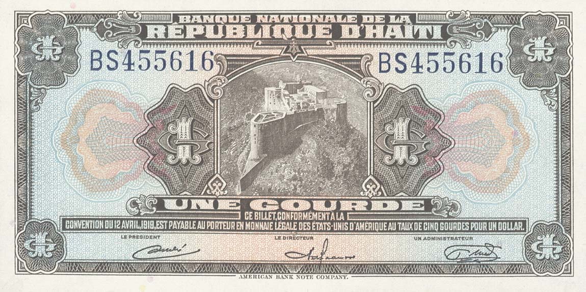 Front of Haiti p185a: 1 Gourde from 1964