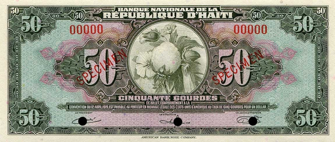 Front of Haiti p188s: 50 Gourdes from 1964