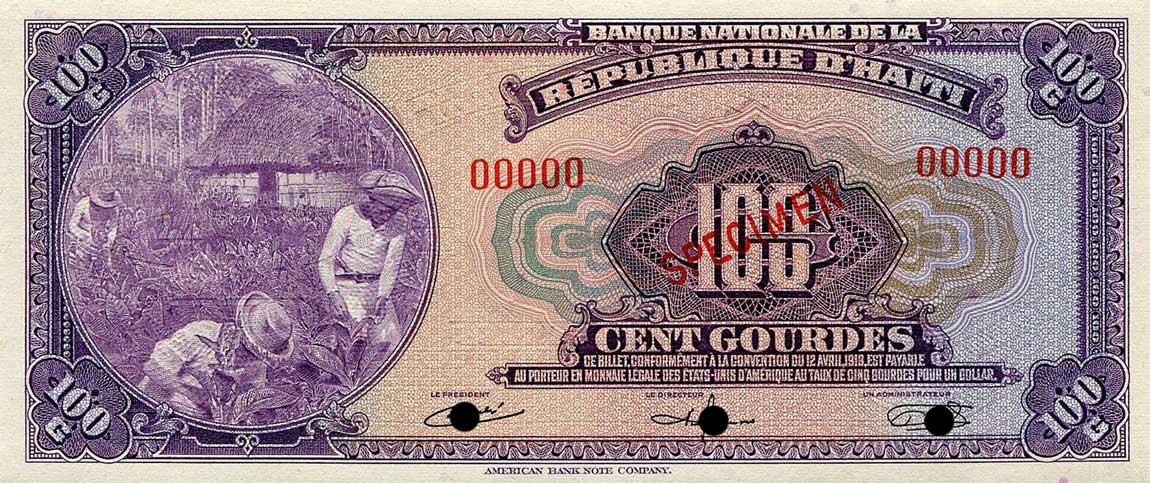 Front of Haiti p189s: 100 Gourdes from 1964