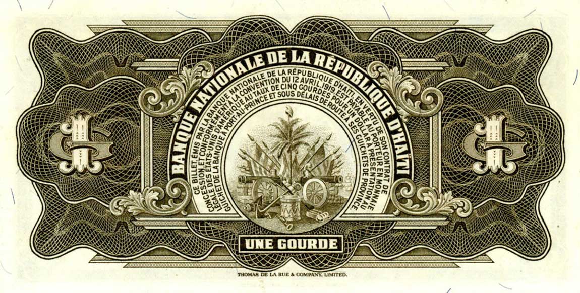 Back of Haiti p190a: 1 Gourde from 1967