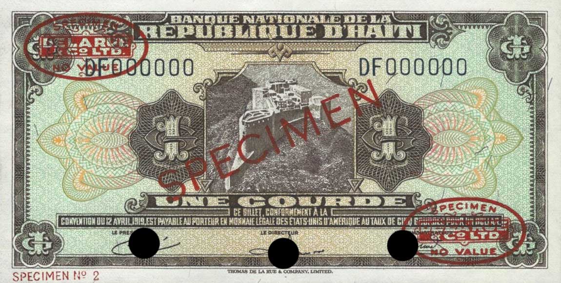 Front of Haiti p190s: 1 Gourde from 1967