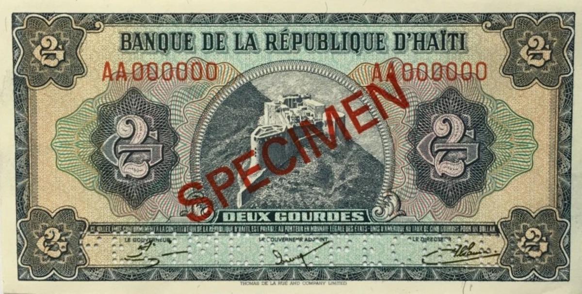 Front of Haiti p191s: 2 Gourdes from 1967