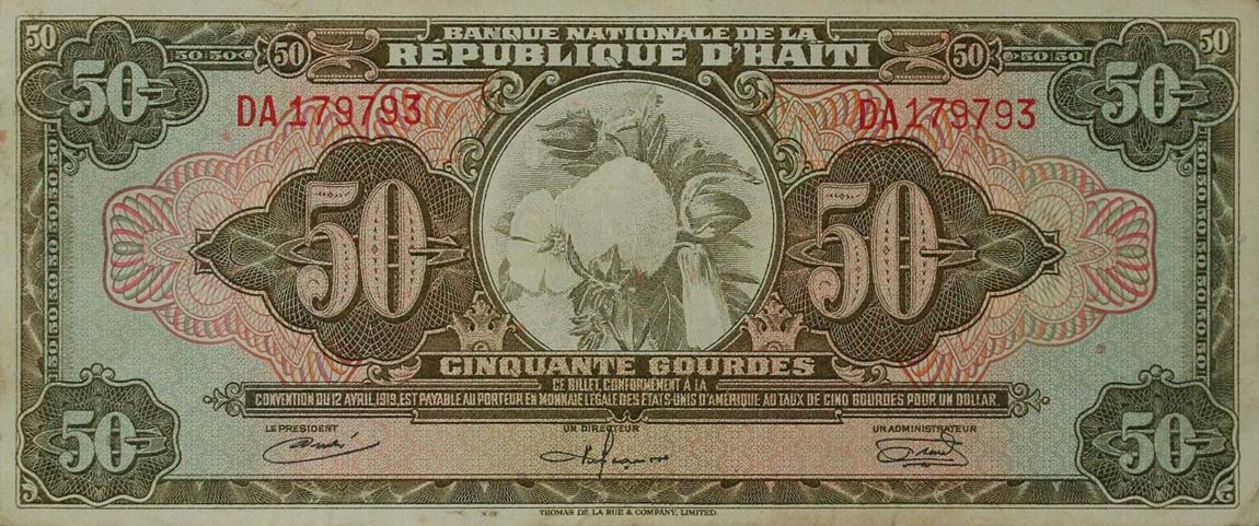 Front of Haiti p194a: 50 Gourdes from 1967