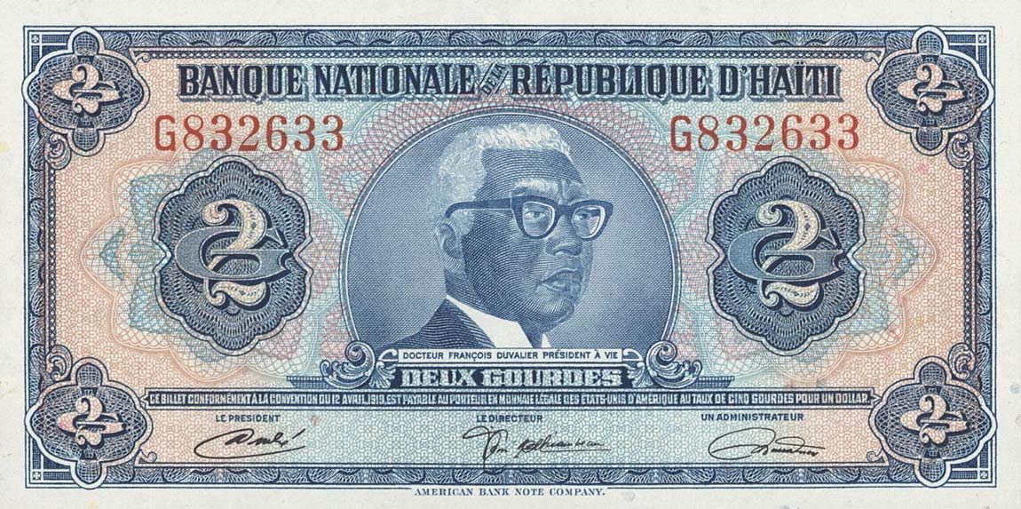Front of Haiti p201a: 2 Gourdes from 1970