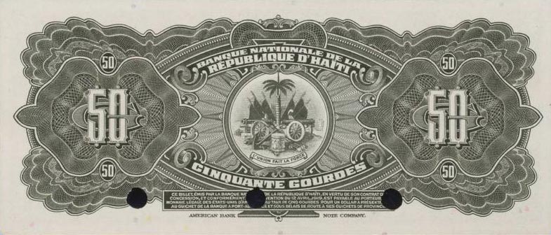 Back of Haiti p204s: 50 Gourdes from 1970