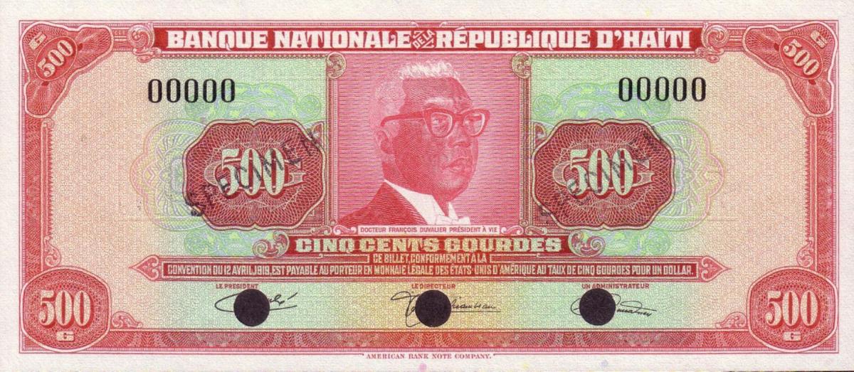 Front of Haiti p207s: 500 Gourdes from 1970