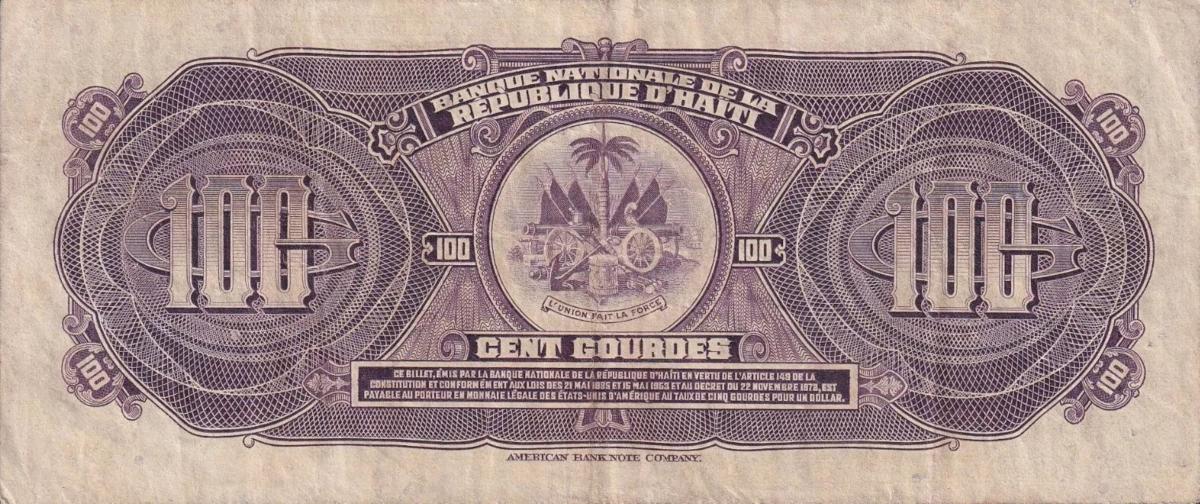 Back of Haiti p214a: 100 Gourdes from 1973