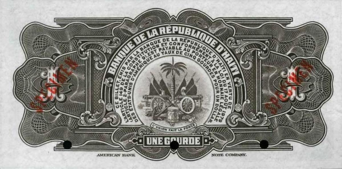 Back of Haiti p230As: 1 Gourde from 1980