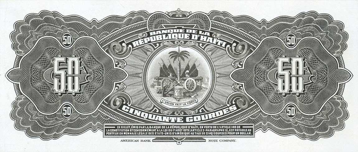 Back of Haiti p235Ar: 50 Gourdes from 1980