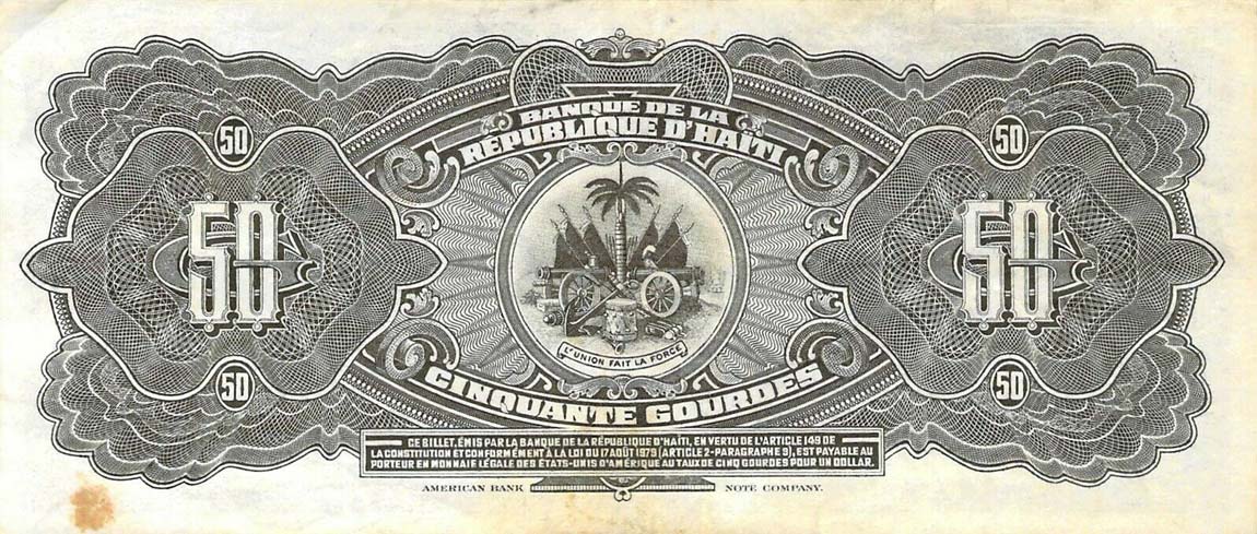 Back of Haiti p235a: 50 Gourdes from 1980