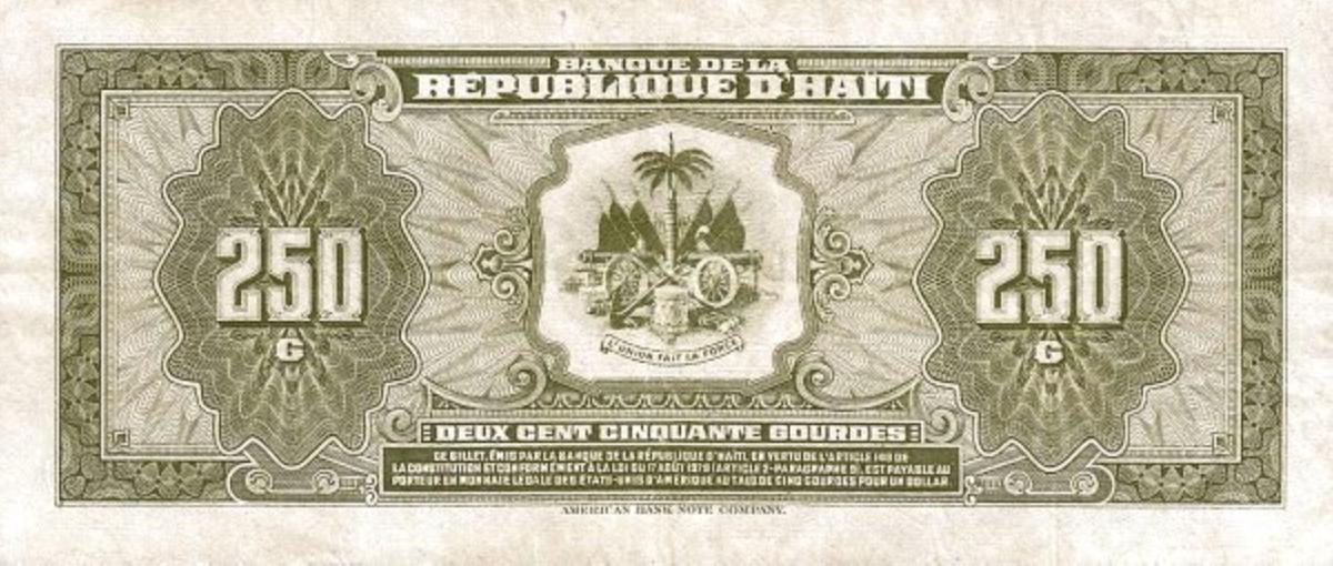 Back of Haiti p237a: 250 Gourdes from 1980