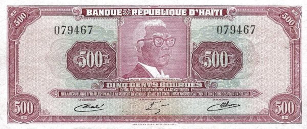 Front of Haiti p238a: 500 Gourdes from 1980