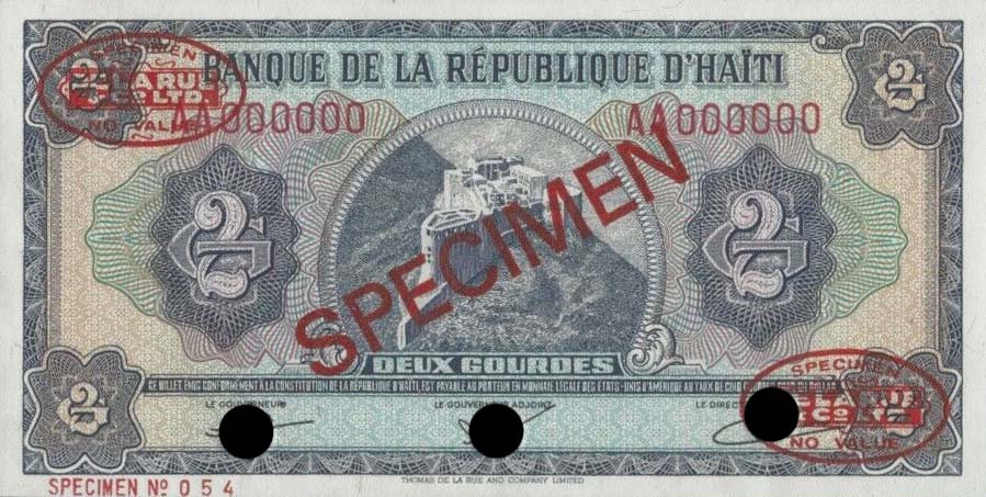 Front of Haiti p240s: 2 Gourdes from 1985