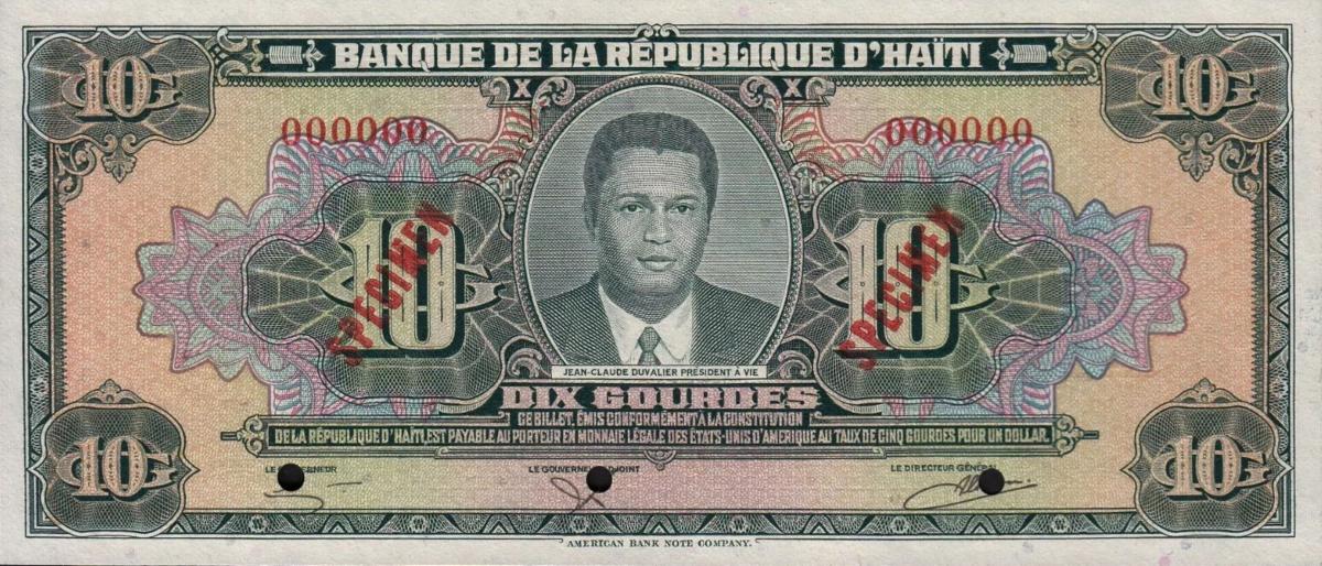 Front of Haiti p242s: 10 Gourdes from 1984