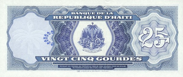 Back of Haiti p248a: 25 Gourdes from 1988