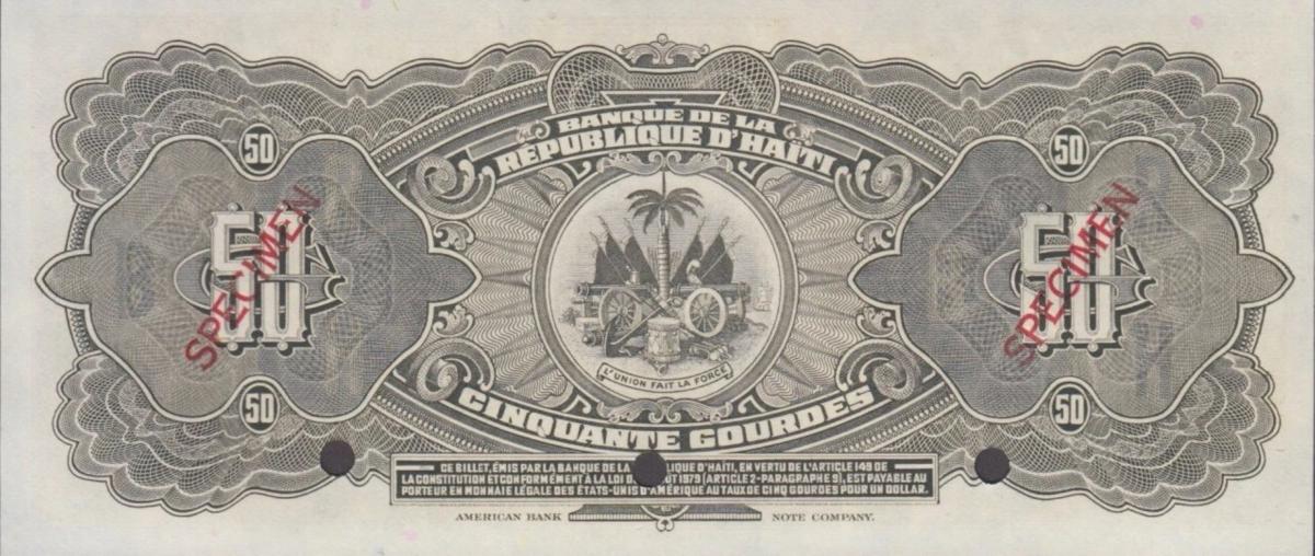 Back of Haiti p249s: 50 Gourdes from 1986