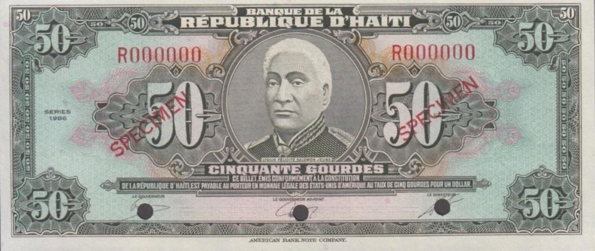Front of Haiti p249s: 50 Gourdes from 1986