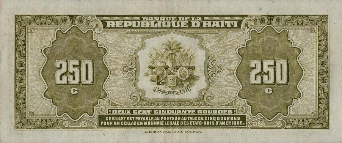Back of Haiti p251a: 250 Gourdes from 1988