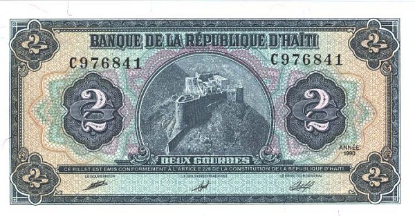 Front of Haiti p254a: 2 Gourdes from 1990