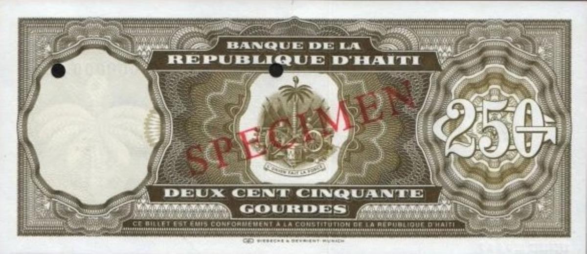 Back of Haiti p263s: 250 Gourdes from 1994