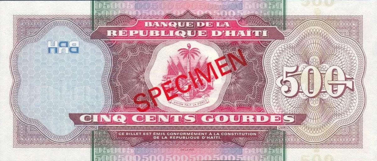 Back of Haiti p270s: 500 Gourdes from 2000