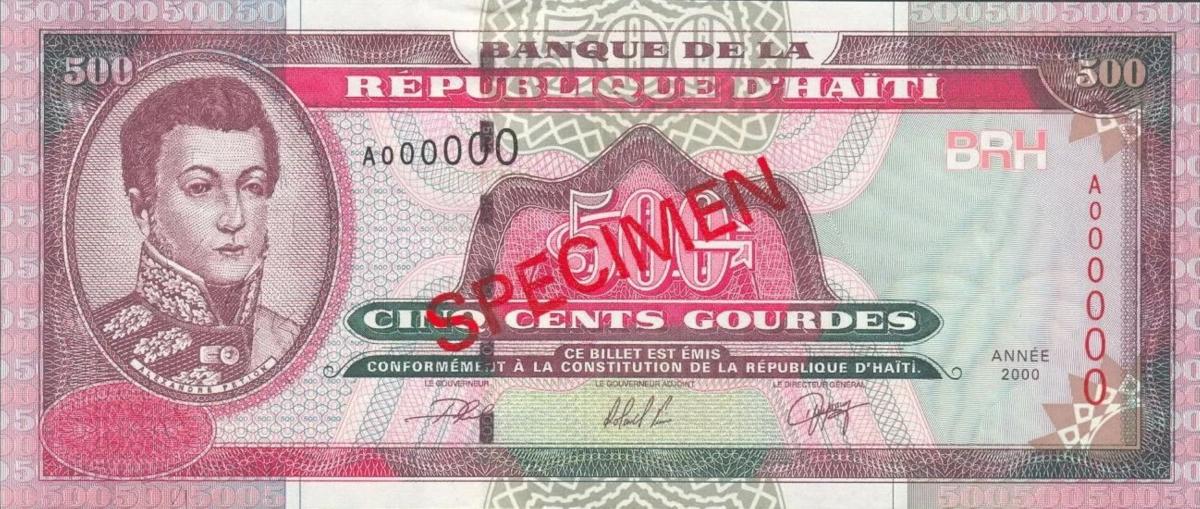Front of Haiti p270s: 500 Gourdes from 2000