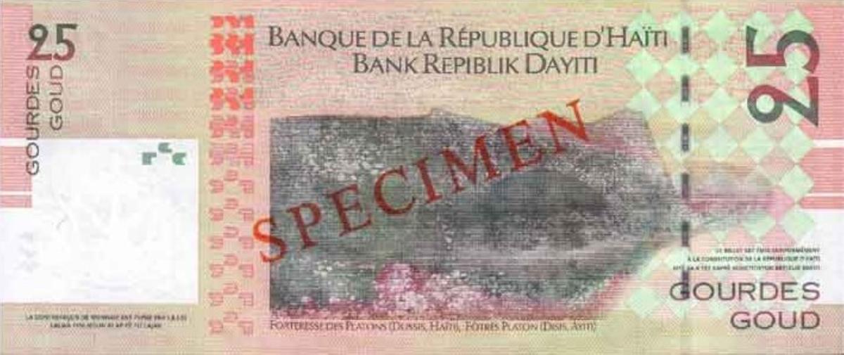 Back of Haiti p273s: 25 Gourdes from 2004