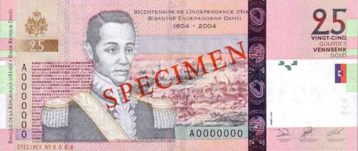 Front of Haiti p273s: 25 Gourdes from 2004