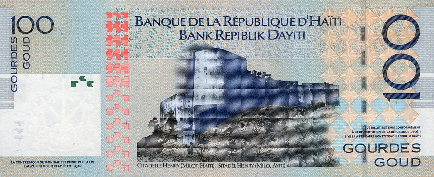Back of Haiti p275a: 100 Gourdes from 2004