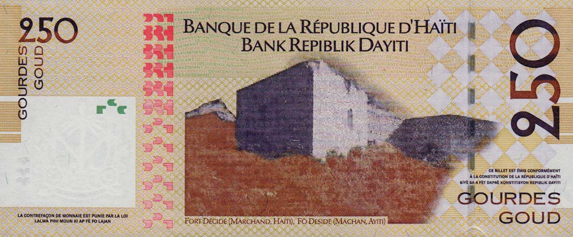 Back of Haiti p276c: 250 Gourdes from 2008