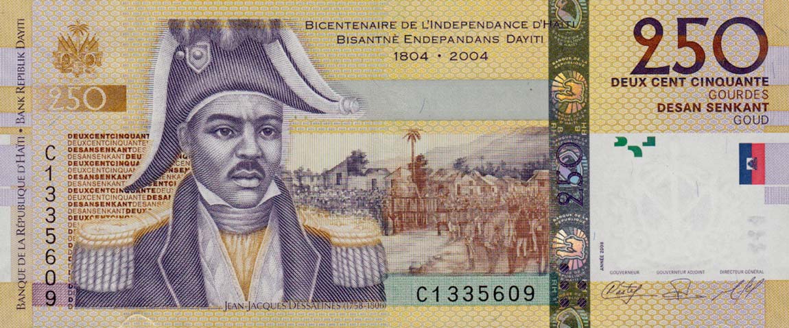 Front of Haiti p276c: 250 Gourdes from 2008