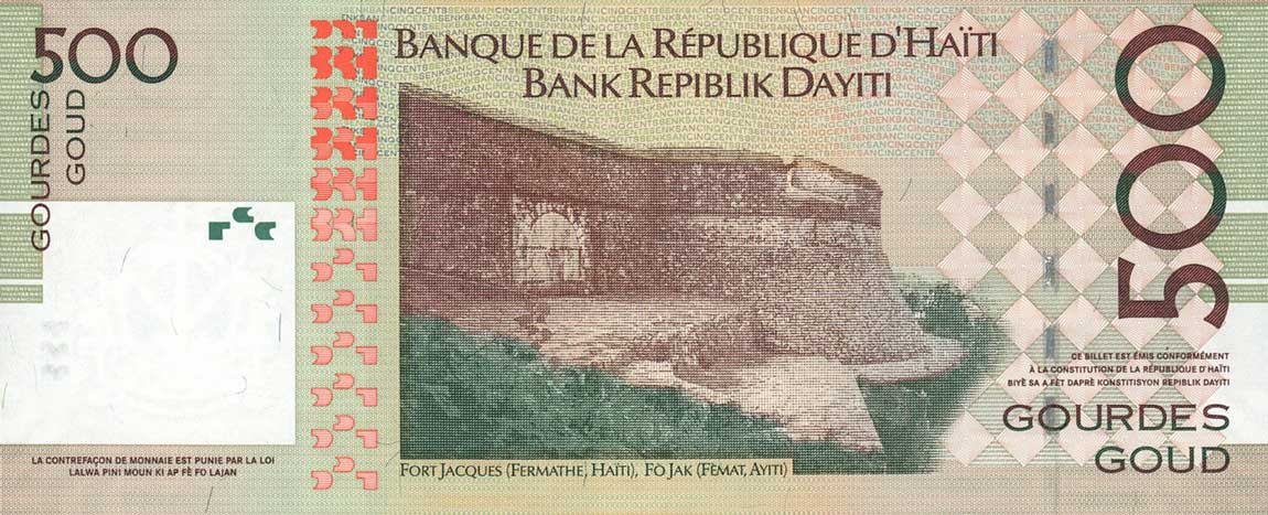 Back of Haiti p277b: 500 Gourdes from 2007
