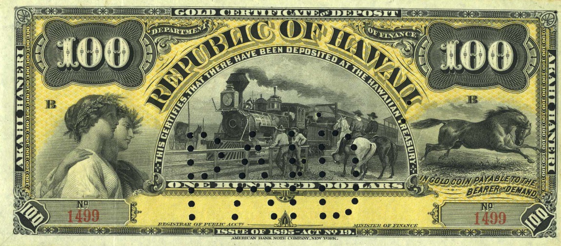 Front of Hawaii p10b: 100 Dollars from 1895